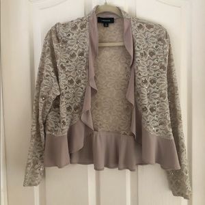 DONATING TMRW— Tan Laced Sequined Blazer NWOT